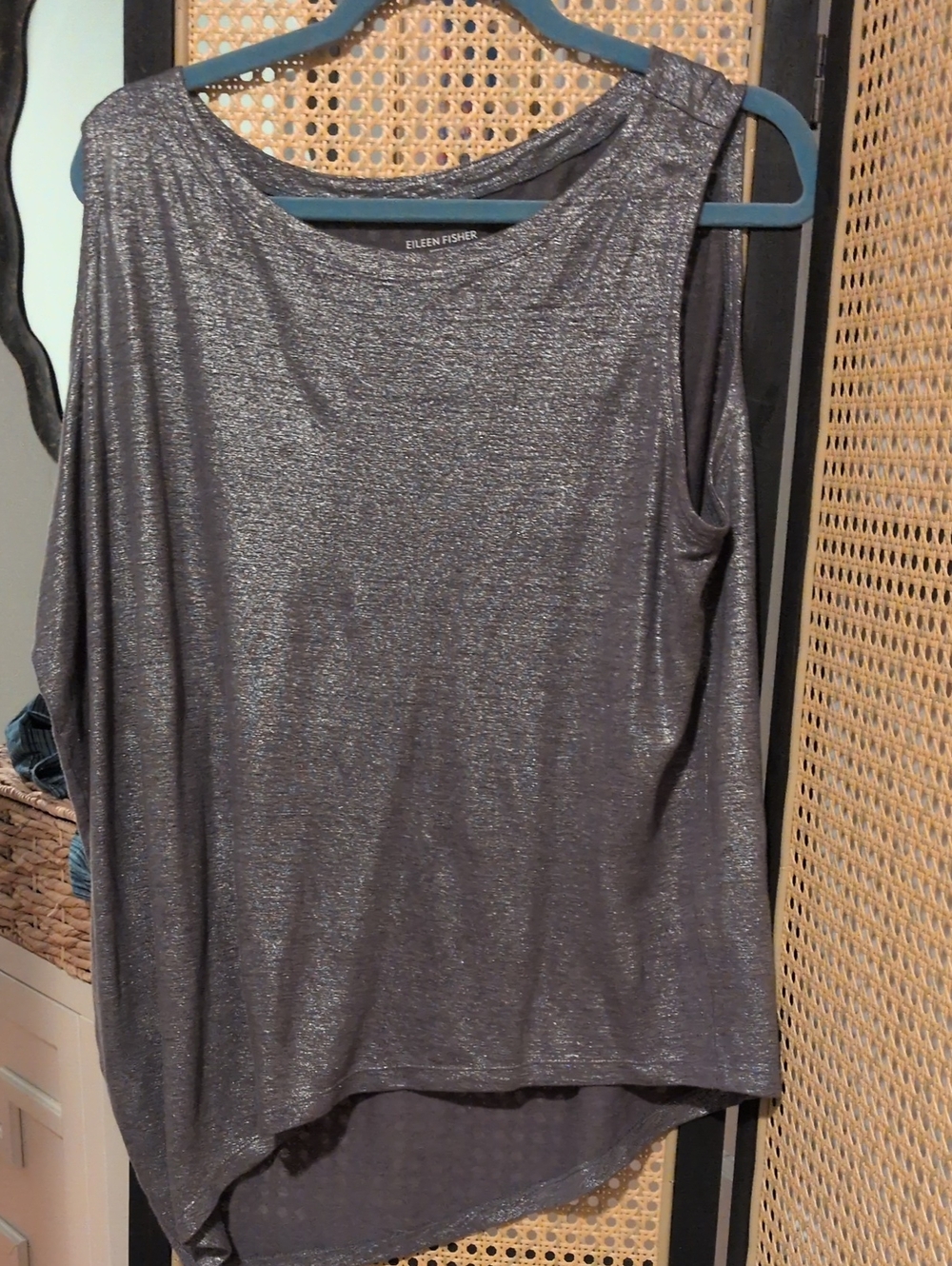 Eileen Fisher Metallic Silver Sleeveless Tank Top